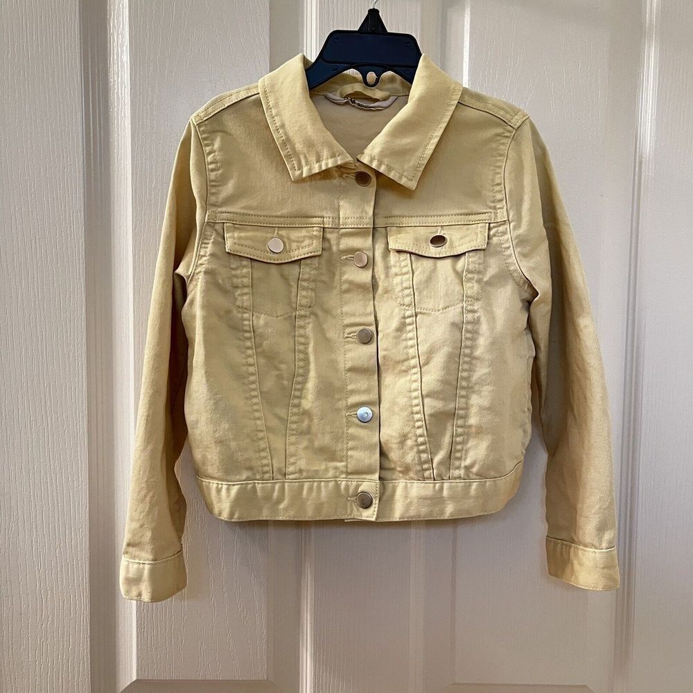 H&M Yellow Denim Twill Jacket Snap Buttons Girls Size 6-7 years
